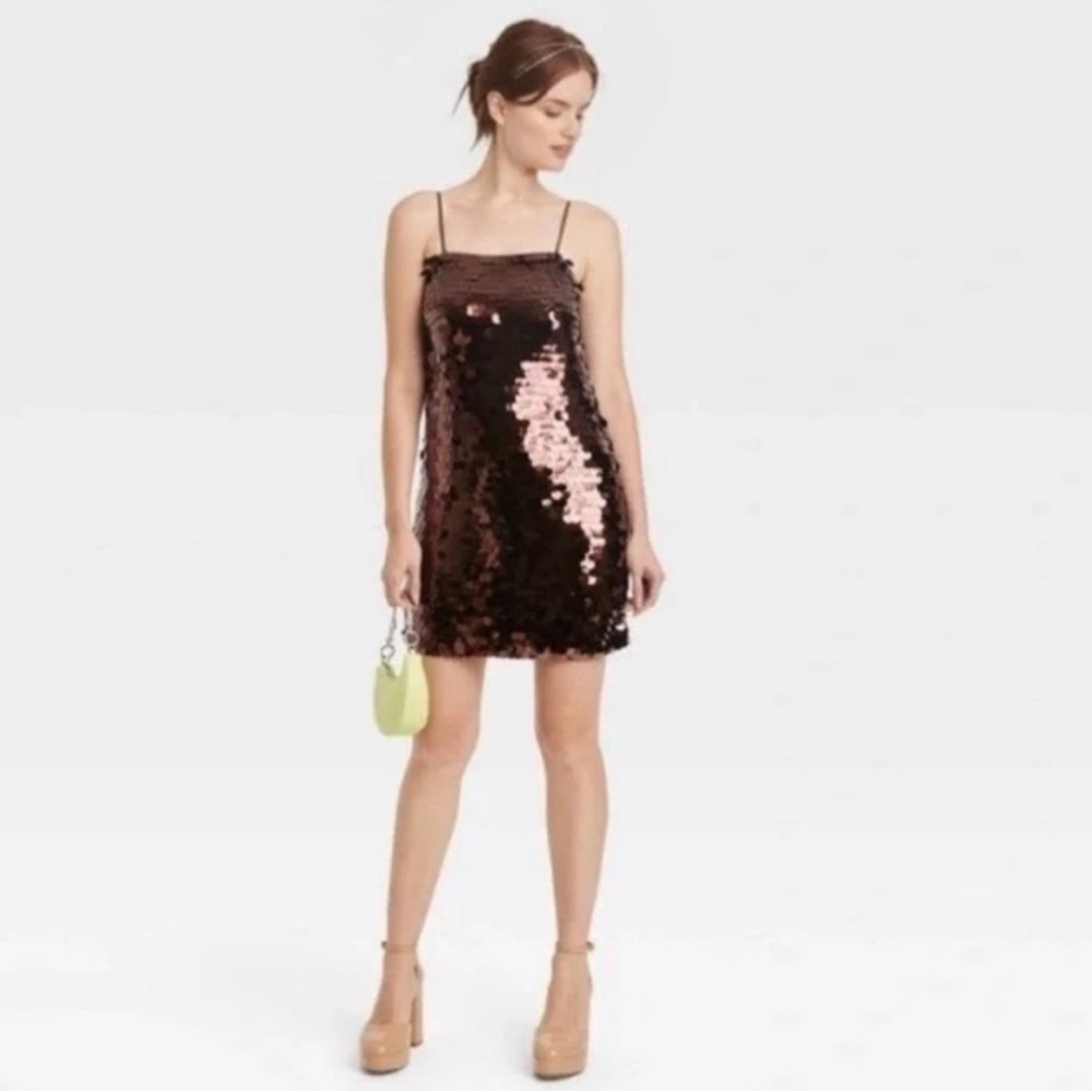 Target Brown Sequin Sheath Mini Dress
